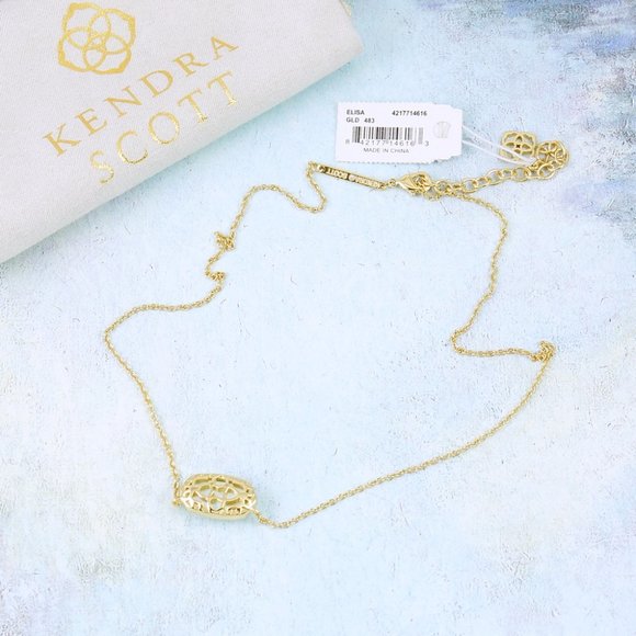 Kendra Scott Elisa Light Blue Illusion Necklace Gold Plated March - Picture 5 of 7